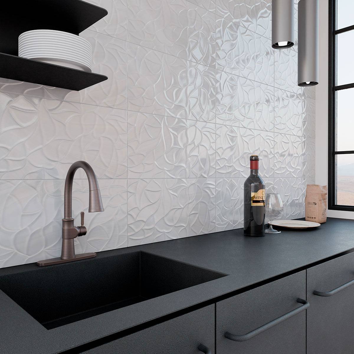 PARED RELIEVE VASCO BLANCO 31X60 CM - Image 2