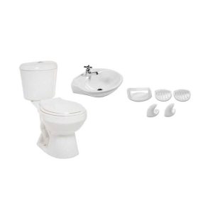 A1. COMBO DE BAÑO TAIRONA BLANCO SIN PEDESTAL DE OCHO PIEZAS