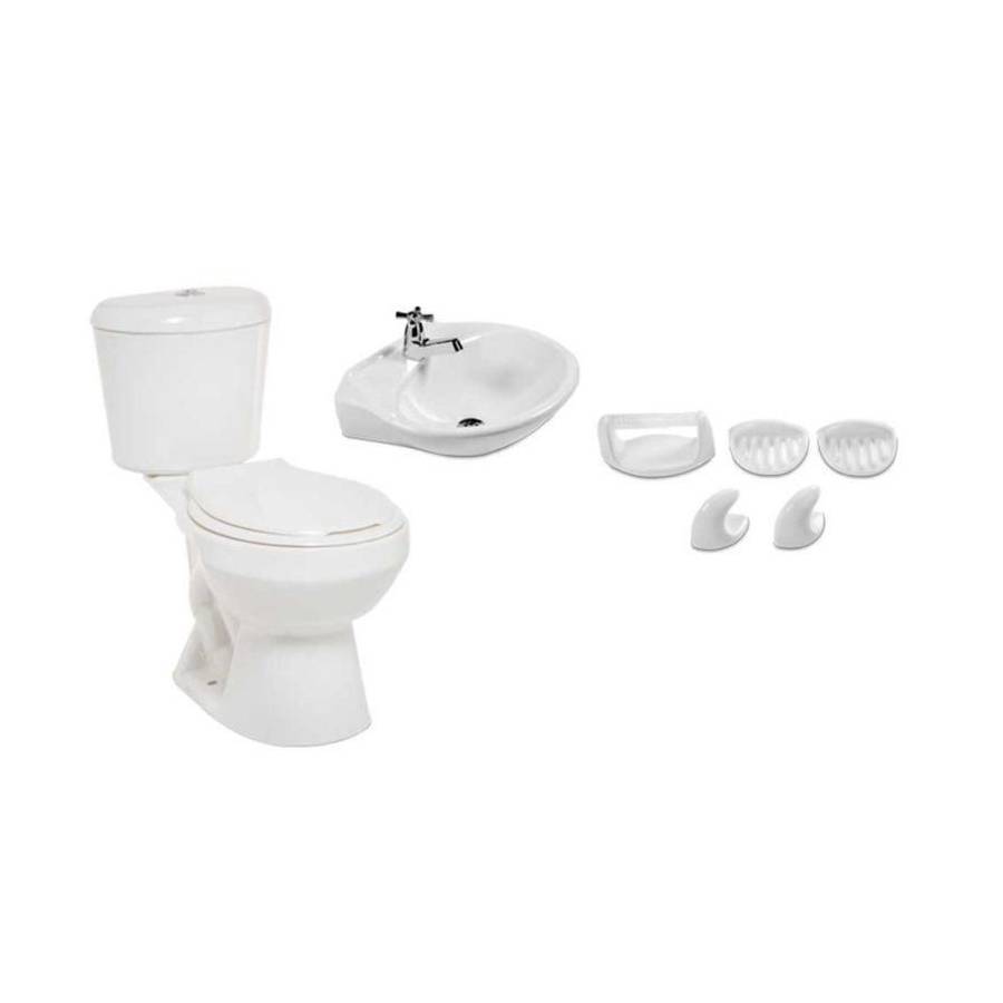 A1. COMBO DE BAÑO TAIRONA BLANCO SIN PEDESTAL DE OCHO PIEZAS - Image 1