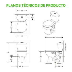 A17. COMBO SANITARIO KATIO BLANCO DE CINCO PIEZAS - Image 2