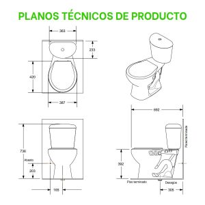 A7. COMBO SANITARIO TAIRONA BLANCO DE CINCO PIEZAS - Image 2