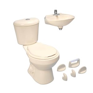 A8. COMBO DE BAÑO TAIRONA BONE SIN PEDESTAL DE OCHO PIEZAS