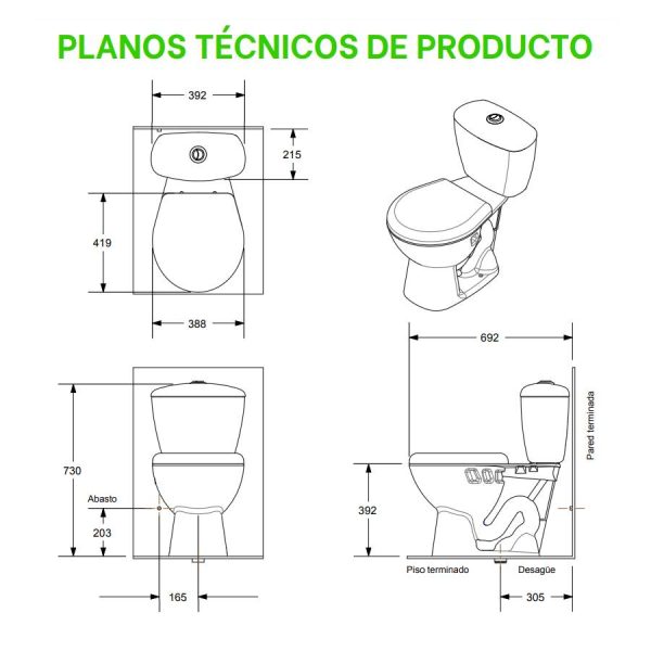 A38. COMBO SANITARIO KATIO AZUL OSCURO DE CINCO PIEZAS
