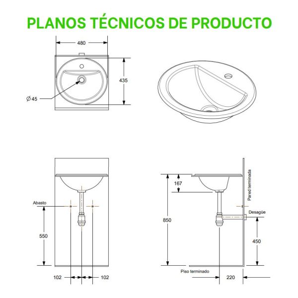 LAVAMANOS VESSEL OVAL BLANCO