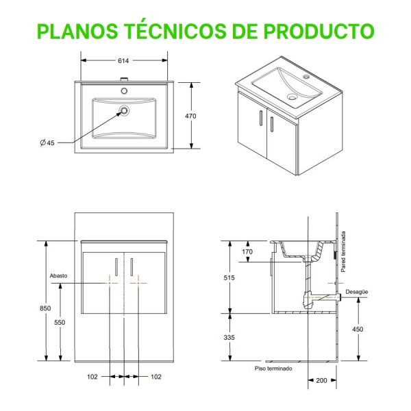 LAVAMANOS ORELLANA BLANCO 51X46 CM