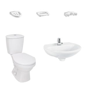 C13. COMBO DE BAÑO LAGUNA BLANCO SIN PEDESTAL DE OCHO PIEZAS