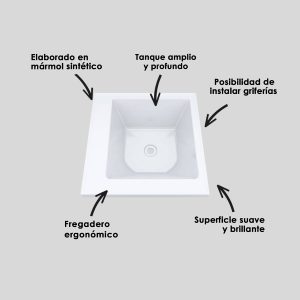 LAVARROPAS PRO BLANCO CON FLAUTA 60X60 CM - Image 3