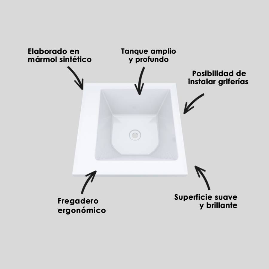 LAVARROPAS PRO BLANCO CON FLAUTA 60X60 CM - Image 3