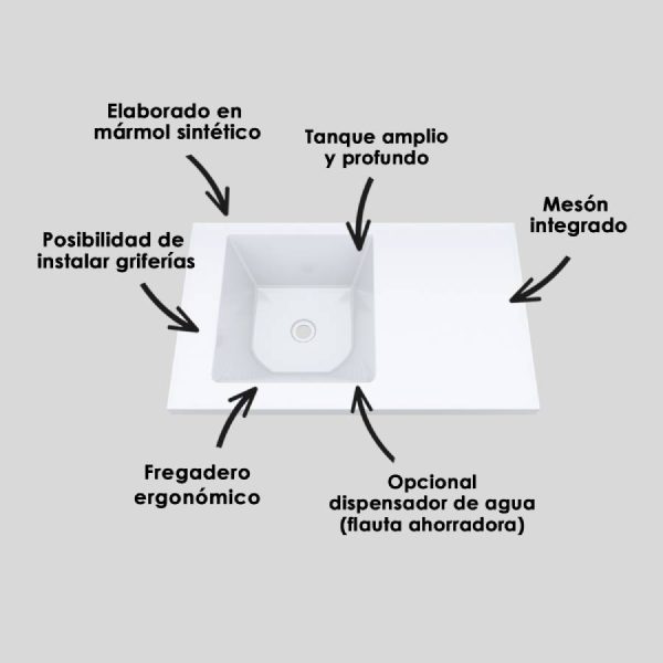 LAVARROPAS PRO BLANCO IZQUIERDO CON FLAUTA 100X60 CM