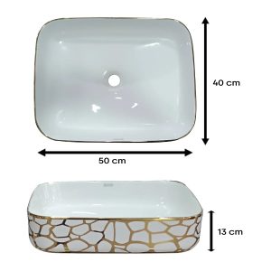 LAVAMANOS SUECIA BLANCO/DORADO DECOR - Image 2