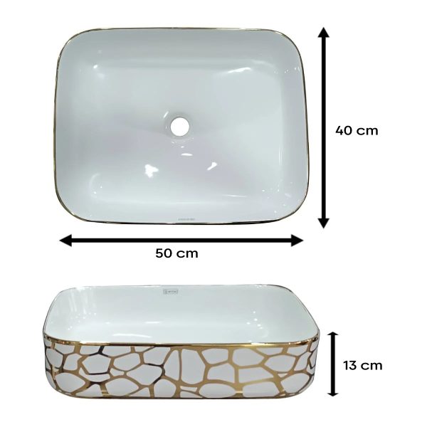 LAVAMANOS SUECIA BLANCO/DORADO DECOR