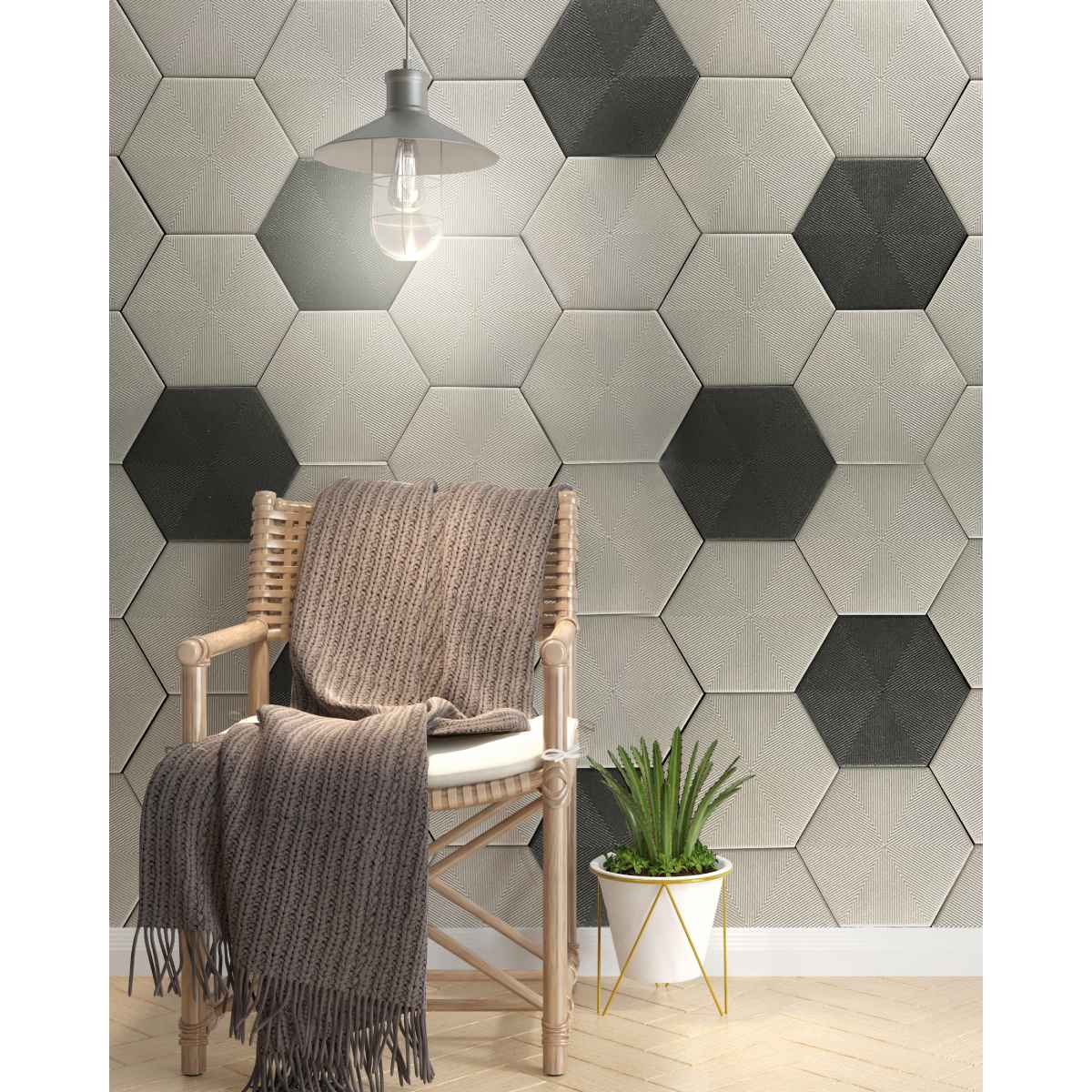 PARED HEXAGONAL CONNECT SOFT GREY 108320195 20X23 CM - Image 2