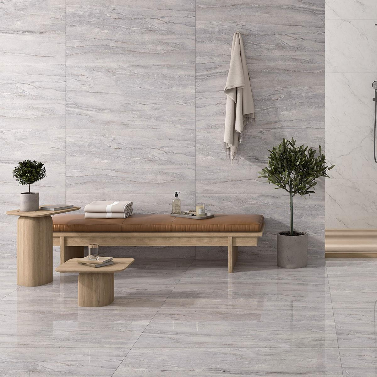 PORCELANATO BARDIGLIO PULIDO LIGHT GREY 60X120 CM - Image 2