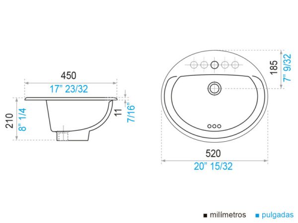 E231.1BL LAVAMANOS ELEA OVAL BLANCO GRANDE