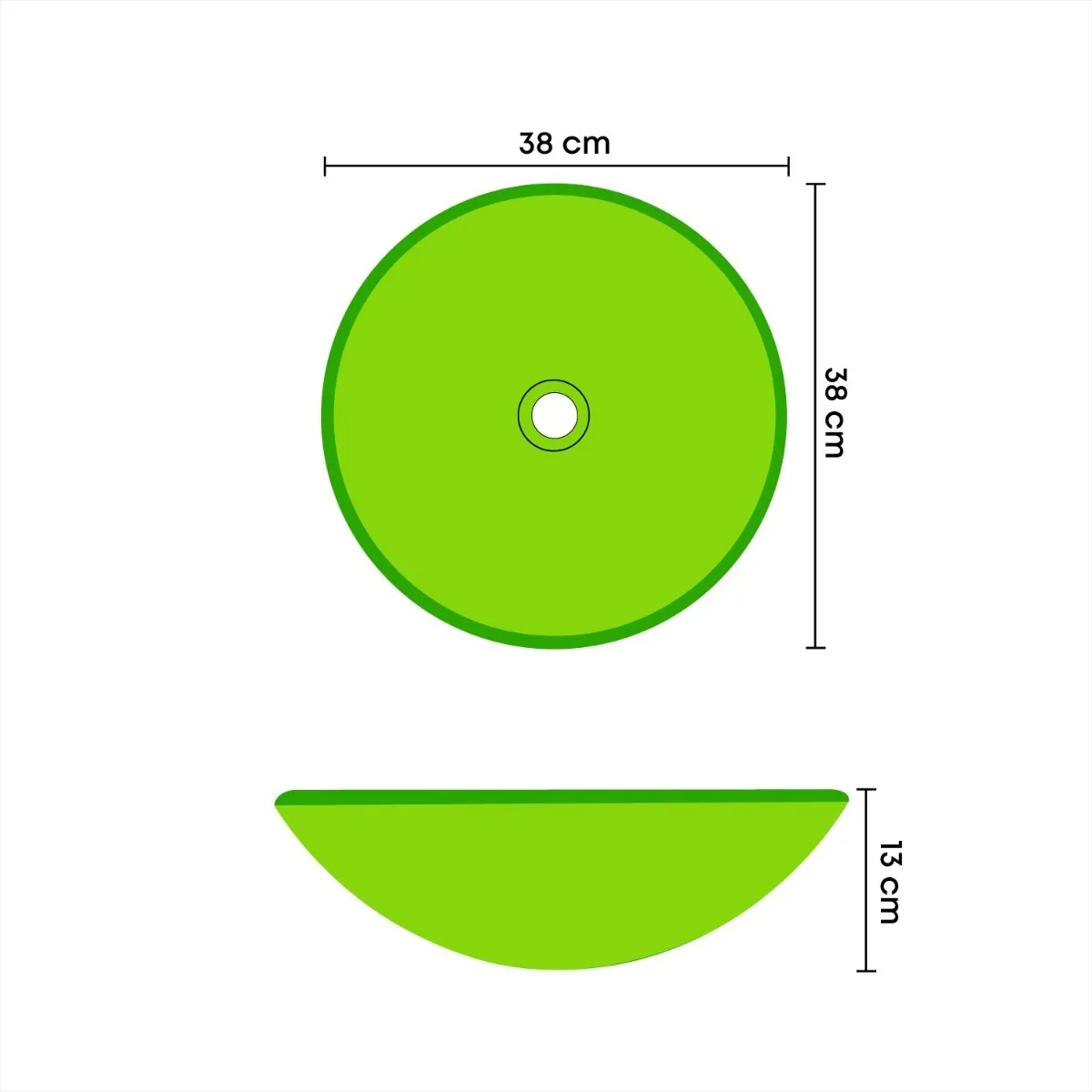 LAVAMANOS VIDRIO DOBLE CAPA VERDE 38 CM - Image 2