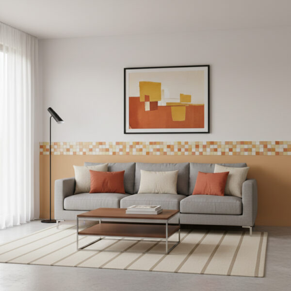 CENEFA 6791 GEO CUADROS NARANJA 6.5X25 CM