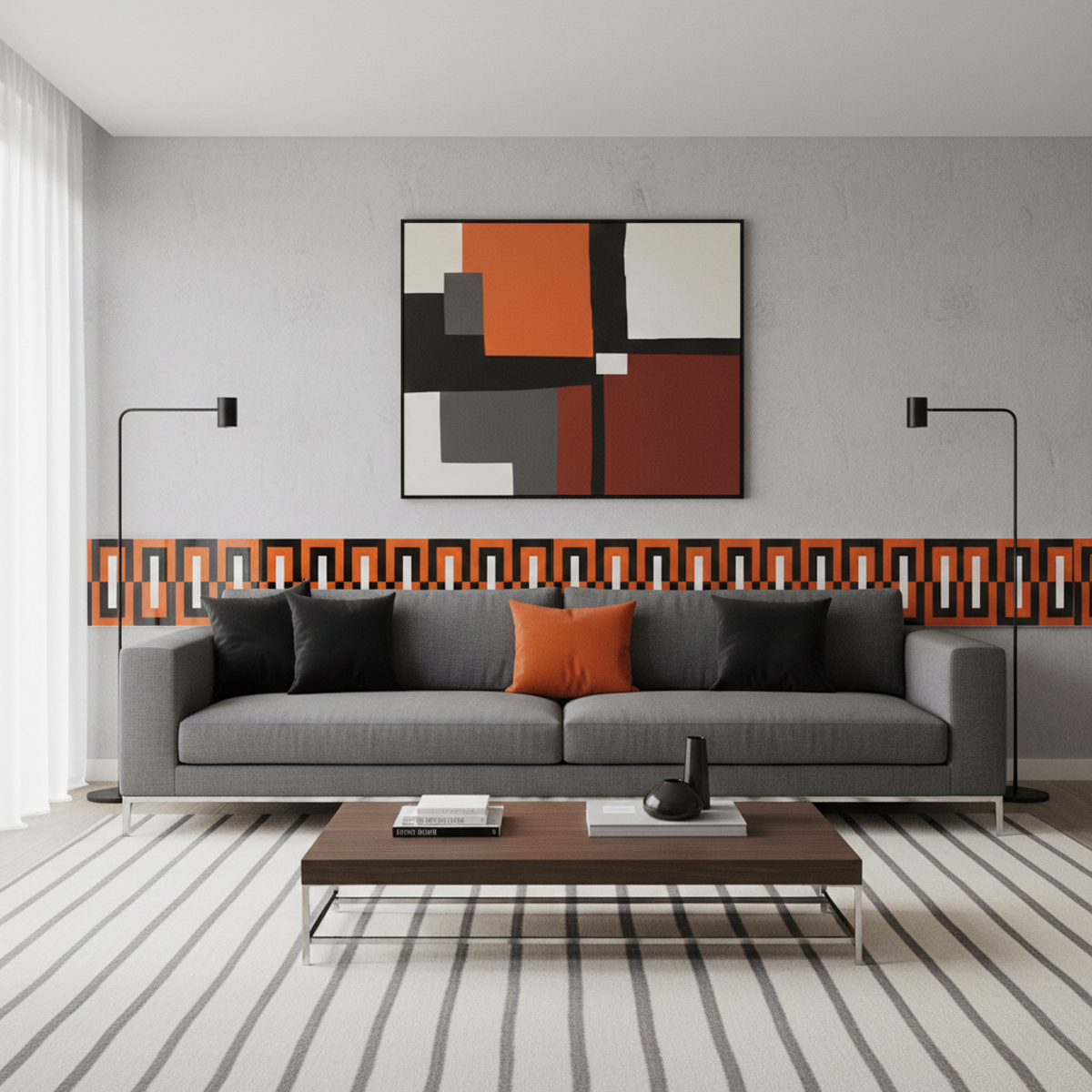 DECORADO MILAN NARANJA 15X40 CM - Image 2