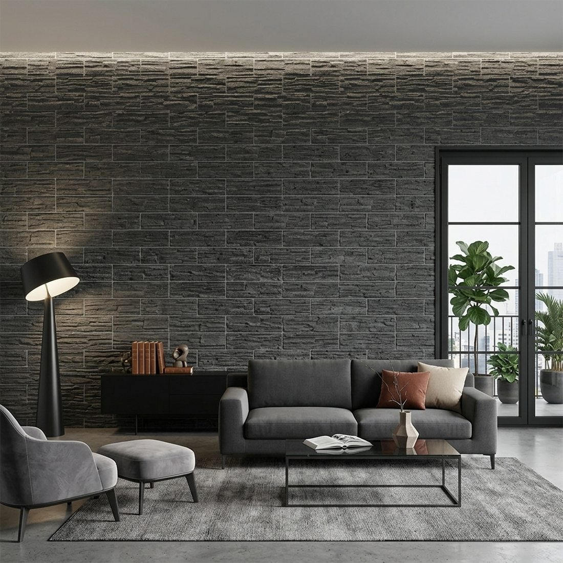 FACHADA BRICKFALL BLACK 30X45 CM - Image 2