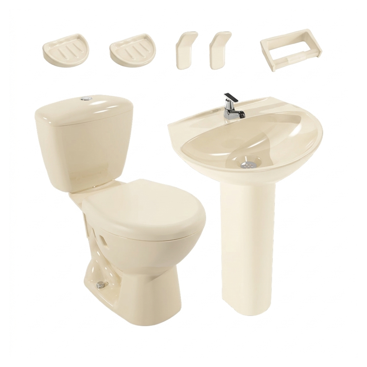 A55. COMBO DE BAÑO KATIO BONÉ CON PEDESTAL DE NUEVE PIEZAS - Image 1