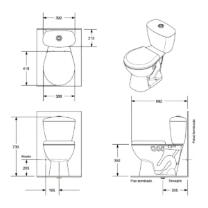 A53. COMBO DE BAÑO KATIO AZUL OSCURO CON PEDESTAL DE NUEVE PIEZAS - Image 2