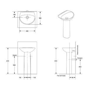 A53. COMBO DE BAÑO KATIO AZUL OSCURO CON PEDESTAL DE NUEVE PIEZAS - Image 3