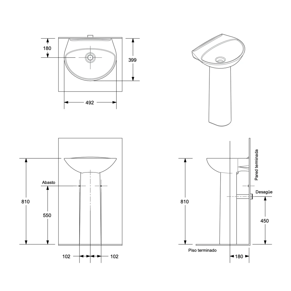 A53. COMBO DE BAÑO KATIO AZUL OSCURO CON PEDESTAL DE NUEVE PIEZAS - Image 3