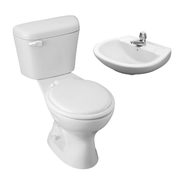 B8. COMBO DE BAÑO MILAN EVOLUCION ROMA BLANCO SIN PEDESTAL DE OCHO PIEZAS
