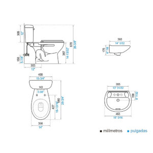 B8. COMBO DE BAÑO MILAN EVOLUCION ROMA BLANCO SIN PEDESTAL DE OCHO PIEZAS - Image 2