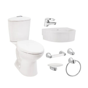 C22. COMBO SANITARIO AQUAPRO BLANCO DE CINCO PIEZAS