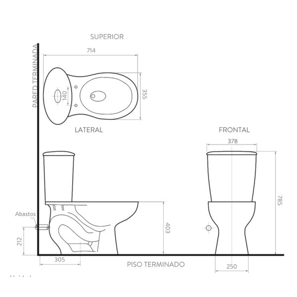 C22. COMBO SANITARIO AQUAPRO BLANCO DE CINCO PIEZAS