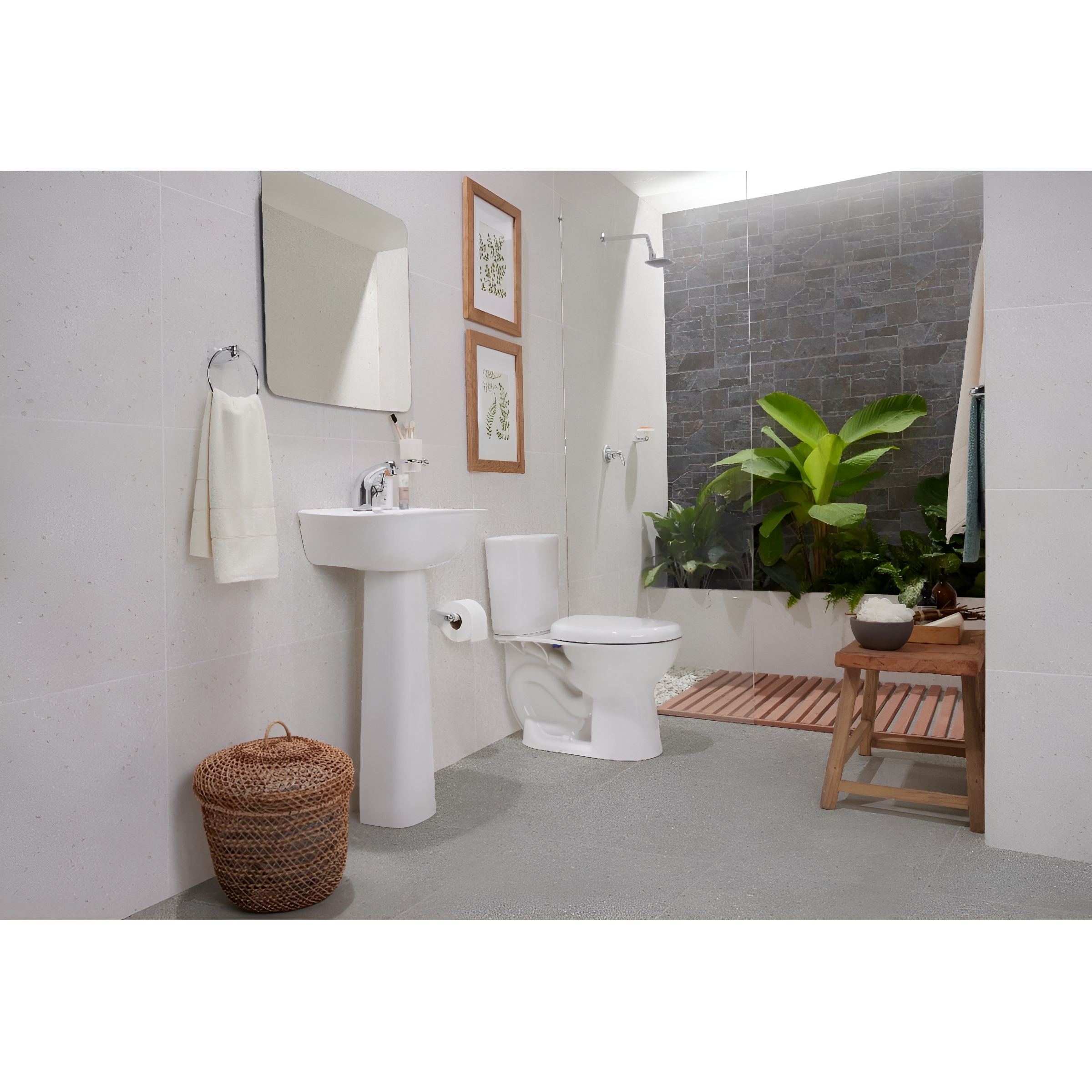 C27. COMBO DE BAÑO ALUVIA BLANCO DE CINCO PIEZAS - Image 2