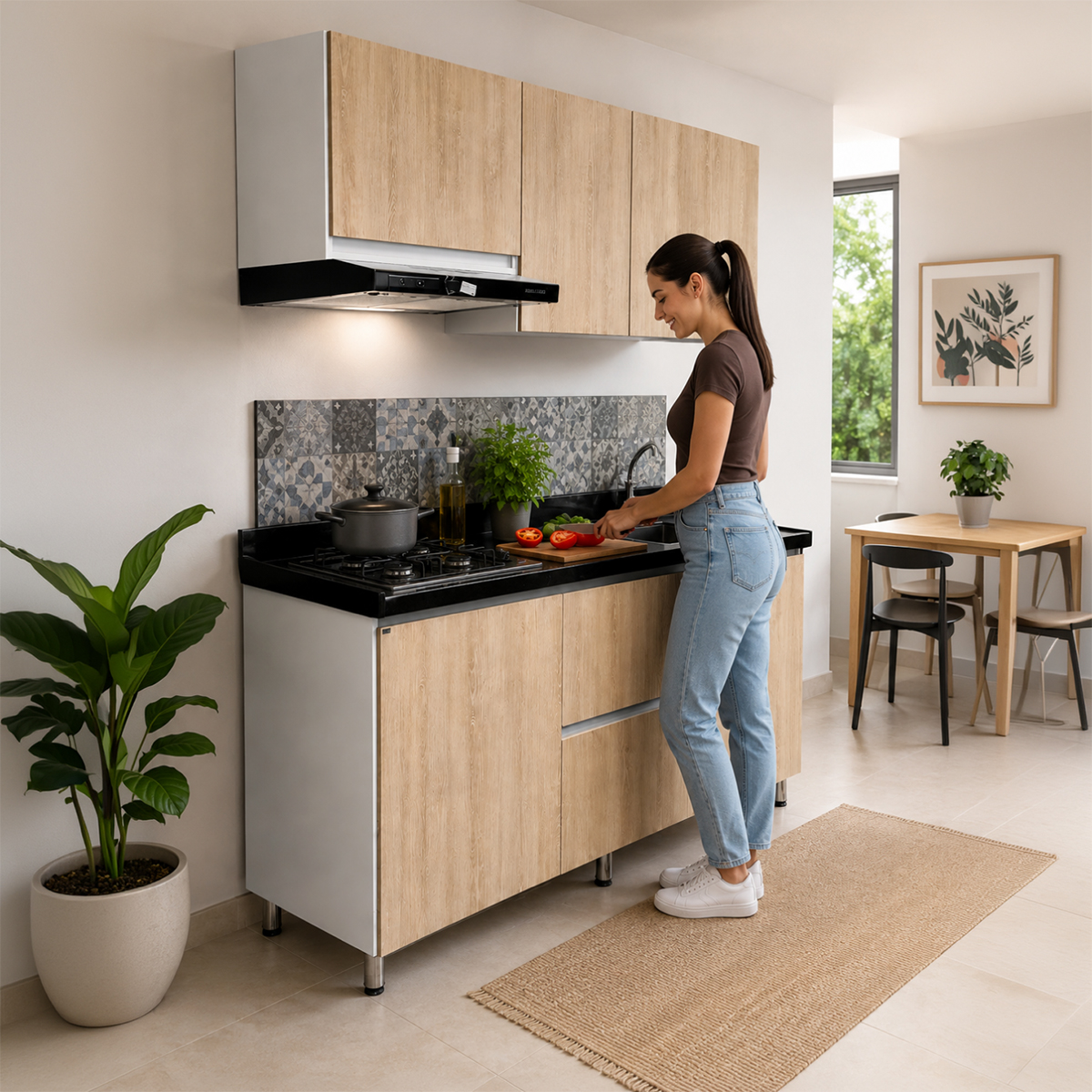 COCINA INTEGRAL VIENES 1.80 CON MESON GRANITO NEGRO SAN GABRIEL - Image 1
